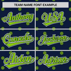 Navy Neon Green Polka Dot Graffiti Authentic Baseball Jersey 3