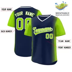 Navy Neon Green Raglan Pullover Authentic Baseball Jersey 2