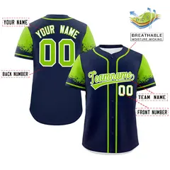 Navy Neon Green Raglan Sleeve Authentic Baseball Jersey 2