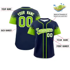 Navy Neon Green Raglan Sleeve Authentic Baseball Jersey 2