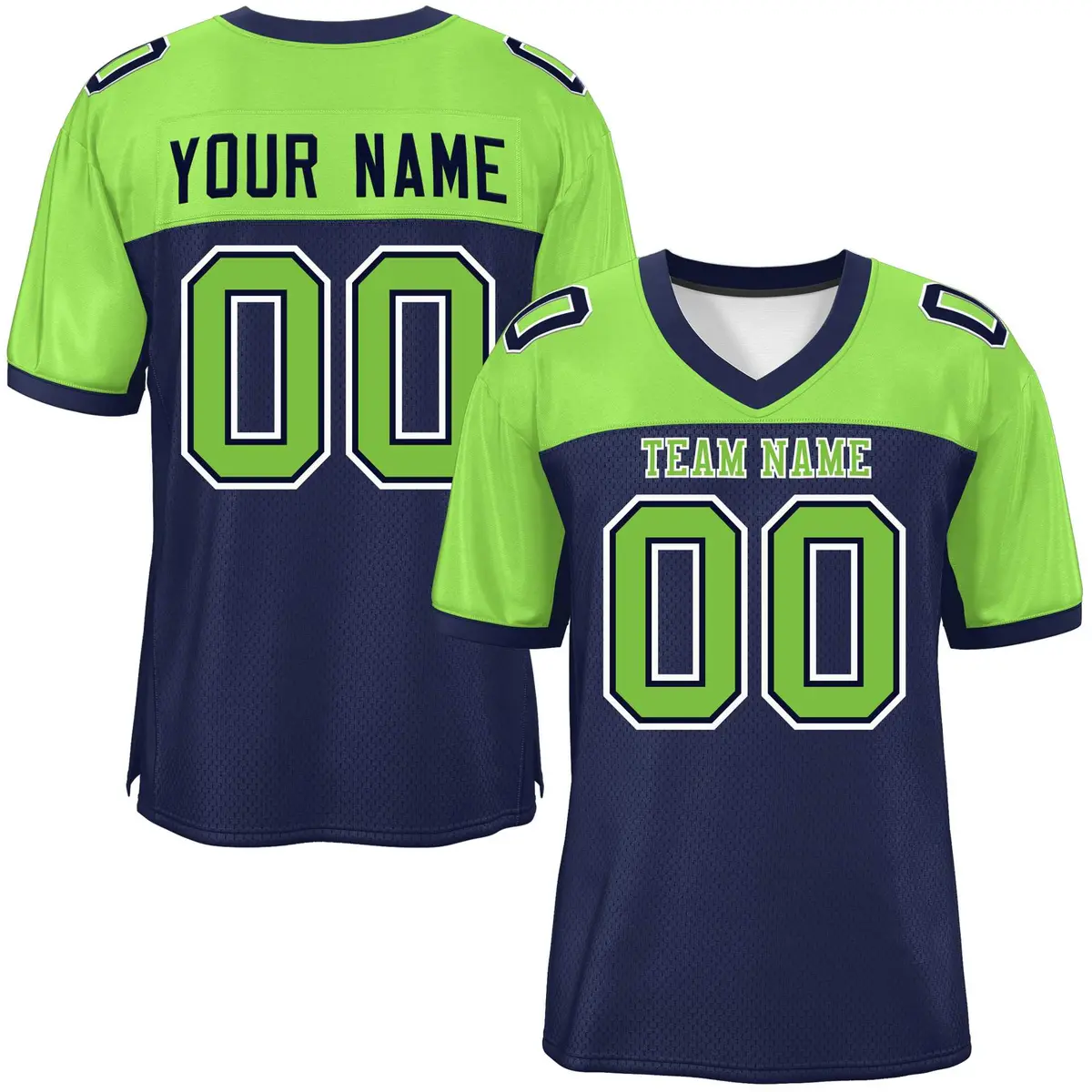 Navy-Neon Green Raglan Sleeves Authentic Football Jersey