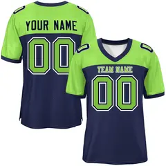 Navy-Neon Green Raglan Sleeves Authentic Football Jersey