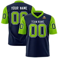 Navy Neon Green Raglan Sleeves Authentic Football Jersey 1