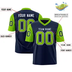 Navy Neon Green Raglan Sleeves Authentic Football Jersey 2
