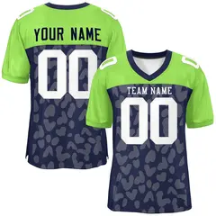 Navy Neon Green Raglan Sleeves Camo Football Jersey 1