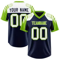 Navy Neon Green Raglan Sleeves Football Jersey