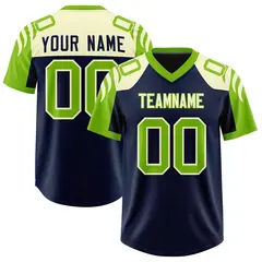 Navy Neon Green Raglan Sleeves Football Jersey 1
