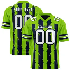 Navy Neon Green Razr Stripe Graffiti Flag Football Jersey 1