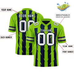 Navy Neon Green Razr Stripe Graffiti Flag Football Jersey 2