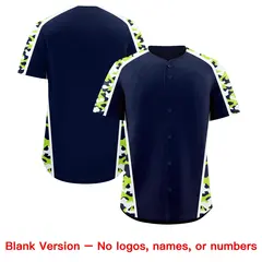 Navy Neon Green Side Camo Baseball Jersey 7