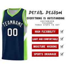 Navy Neon Green Side Design Basketball Sports Uniform Jersey 2