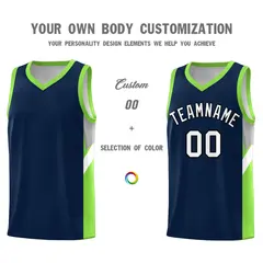 Navy Neon Green Side Design Basketball Sports Uniform Jersey 3