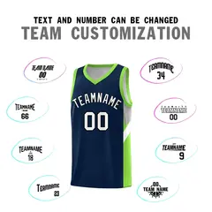 Navy Neon Green Side Design Basketball Sports Uniform Jersey 4