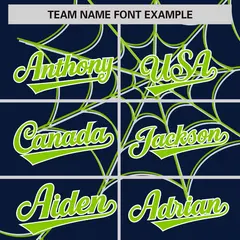 Navy Neon Green Spider Web Raglan Baseball Jersey 3