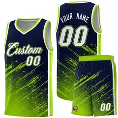Navy Neon Green Splash Basketball Uniforms for Training 1