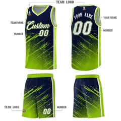 Navy Neon Green Splash Basketball Uniforms for Training 5
