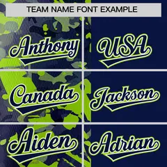 Navy Neon Green Split Graffiti Raglan Sleeve Baseball Jersey 3