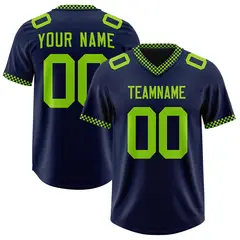 Navy Neon Green Square Neckline Football Jersey 1