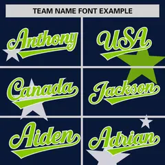 Navy Neon Green Star Graffiti Two-Button Baseball Jersey 3