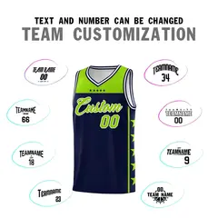Navy Neon Green Star Pattern Sports Basketball Jersey 4