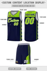 Navy Neon Green Star Pattern Sports Basketball Jersey 5