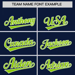 Navy Neon Green Star Ribbing Authentic Baseball Jersey 3