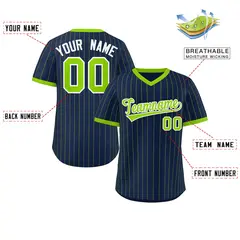 Navy Neon Green Stripe Authentic Pullover Baseball Jersey 2