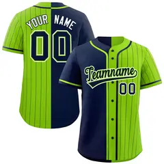Navy Neon Green Stripe-Solid Combo Authentic Baseball Jersey 1