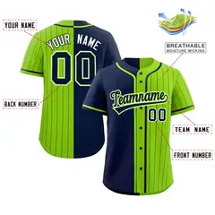 Navy Neon Green Stripe-Solid Combo Authentic Baseball Jersey 2