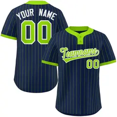 Navy Neon Green Stripe Two-Button Softball Jersey