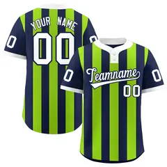 Navy Neon Green Stripe Two-Button Softball Jersey