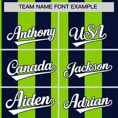 Navy Neon Green Stripe Two-Button Softball Jersey 3