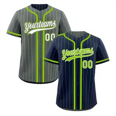 Navy Neon Green Striped Reversible Baseball Jersey Game Day