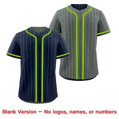 Navy Neon Green Striped Reversible Baseball Jersey Game Day 9