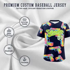 Navy Neon Green Sugar-Coated Firepower Graffiti Baseball Jersey 3