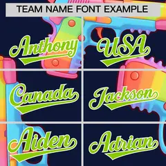 Navy Neon Green Sugar-Coated Firepower Graffiti Baseball Jersey 5