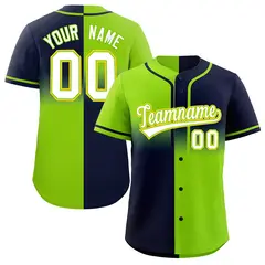 Navy Neon Green Symmetrical Gradient Baseball Jersey