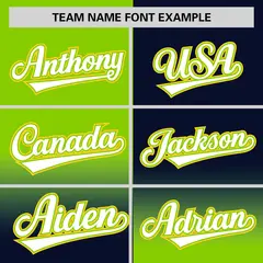 Navy Neon Green Symmetrical Gradient Baseball Jersey 3