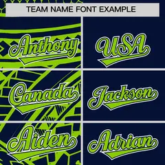 Navy Neon Green Tribal Split Baseball Jersey 3