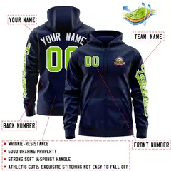 Navy Neon Green Varsity Full-Zip Letterman Jacket Hoodie 4