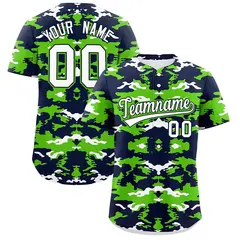 Navy Neon Green-White Camo Authentic Baseball Jersey
