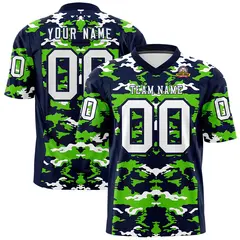 Navy Neon Green-White Camo Authentic Football Jersey