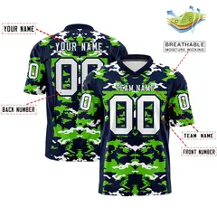Navy Neon Green-White Camo Authentic Football Jersey 2