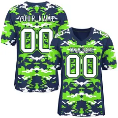 Navy Neon Green-White Camo Authentic Football Jersey