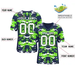 Navy Neon Green-White Camo Authentic Football Jersey 2