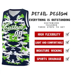 Navy Neon Green-White Camo Basketball Jersey 2