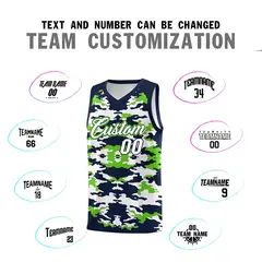 Navy Neon Green-White Camo Basketball Jersey 4