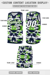 Navy Neon Green-White Camo Basketball Jersey 5