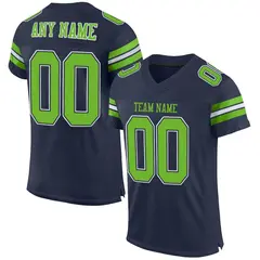 Navy Neon Green-White Classic Mesh Authentic Football Jersey 1