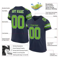 Navy Neon Green-White Classic Mesh Authentic Football Jersey 2